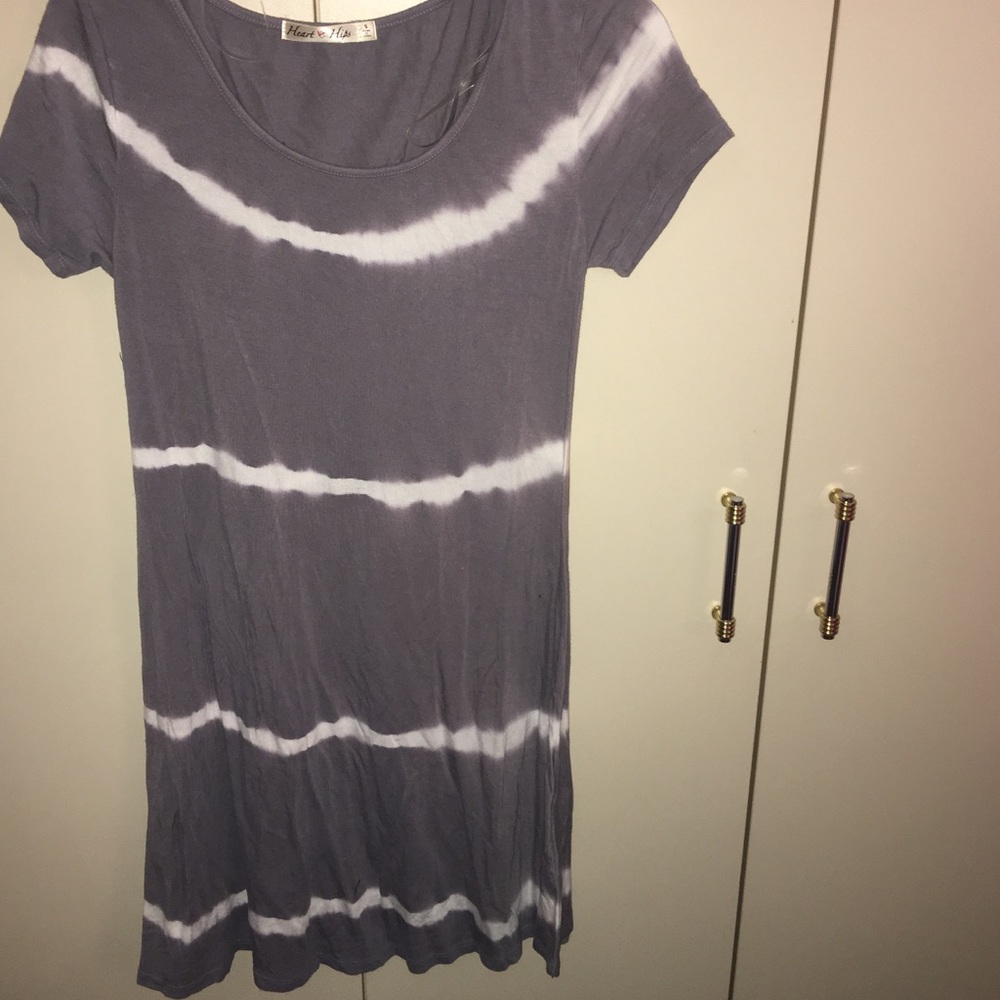 SA, Grey & White, Tie-dye, Short Sleeve Dress
